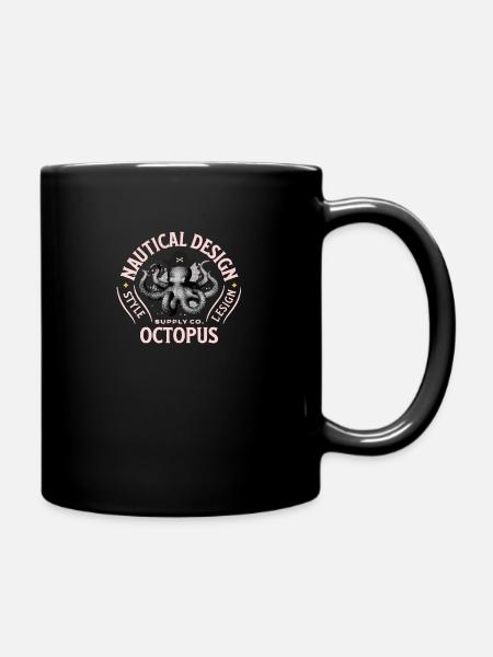 Octopus - Nautical Design - Full Colour Mug - black