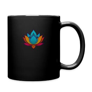 Farbiger Lotus - Tasse einfarbig - Schwarz - Rechts