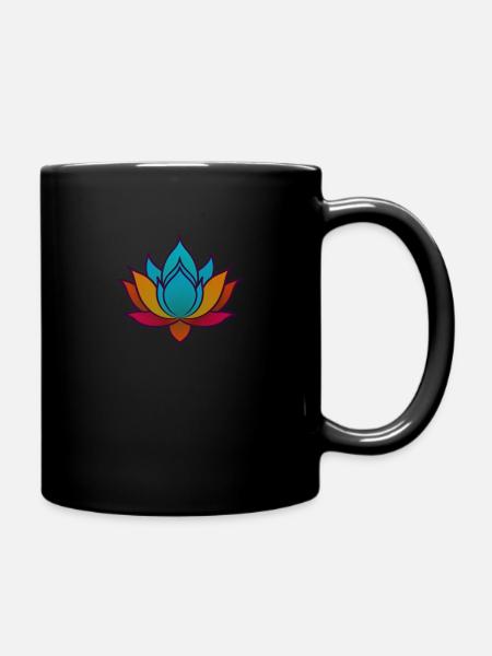Farbiger Lotus - Tasse einfarbig - Schwarz