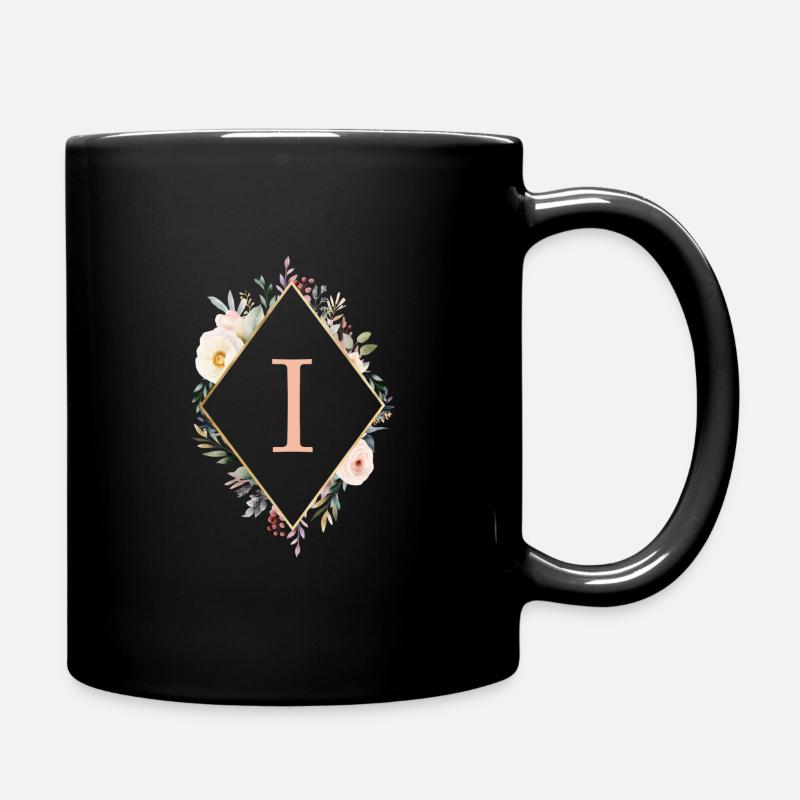 I monogramme, Floral, Boho - Mug uni - noir