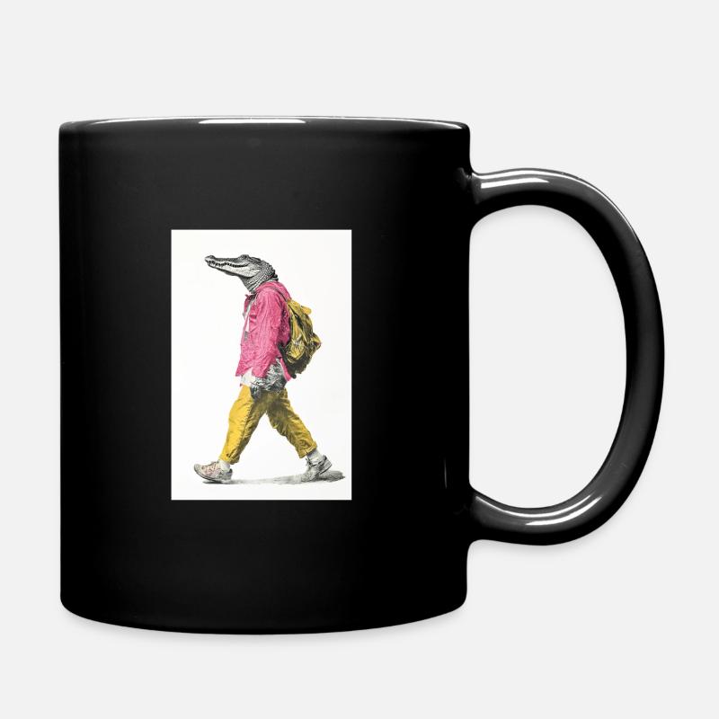 Street style alligator with backpack - Full Colour Mug - black