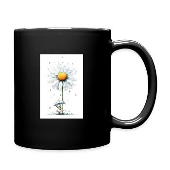 Gänseblümchen Bär mit Regenschirm - Tasse einfarbig - Schwarz - Rechts