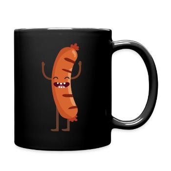 Tanzende Würstchen - Tasse einfarbig - Schwarz - Rechts