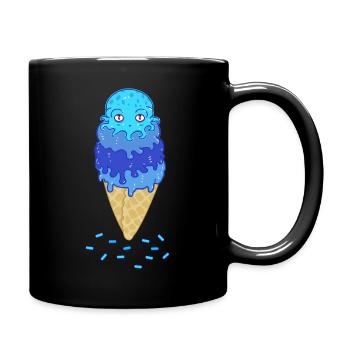 Kawaii octopus ice cream summer time - Full Colour Mug - black - Right