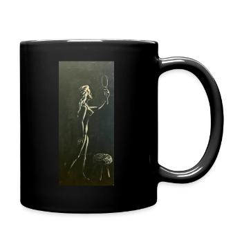 female woman silhouette - Tasse einfarbig - Schwarz - Rechts
