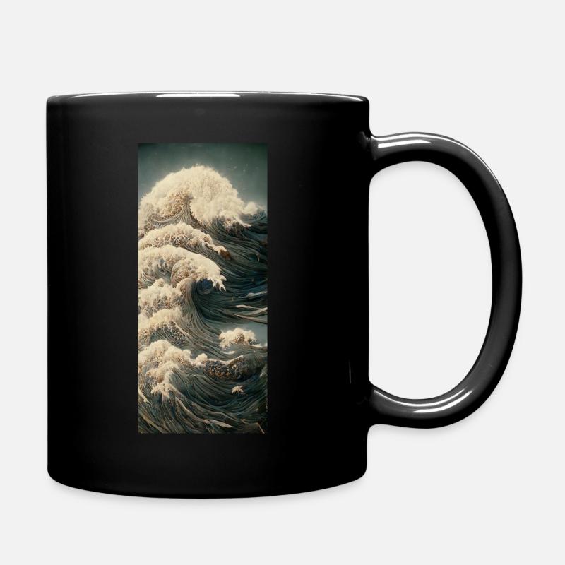 Kanagawa Wave Japonais - Mug uni - noir