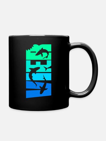 4. Geburtstag Haie Junge 4 Jahre alt Weißer Hai - Tasse einfarbig - Schwarz