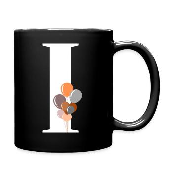 Buchstabe i Geburtstagsballon - Tasse einfarbig - Schwarz - Rechts