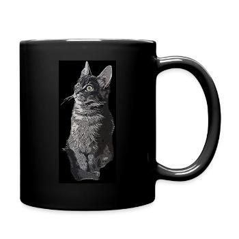 Cute Cat grey - Tasse einfarbig - Schwarz - Rechts
