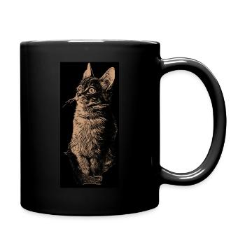 Cute Cat beige single - Tasse einfarbig - Schwarz - Rechts