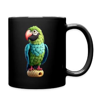Tropischer Papagei - Tasse einfarbig - Schwarz - Rechts