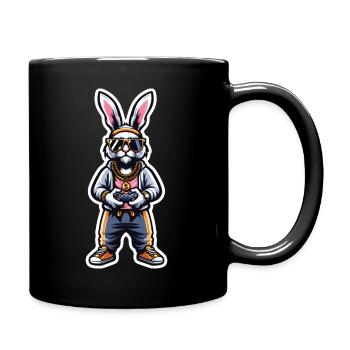 Cool Gamer Bunny With Sunglasses - Full Colour Mug - black - Right