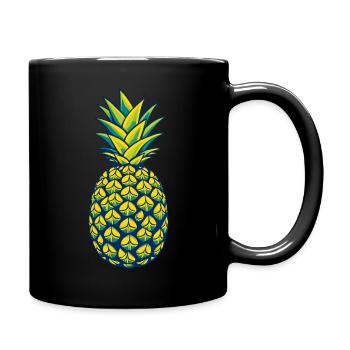 Délice tropical : Ananas bleu vif - Mug uni - noir - Droite