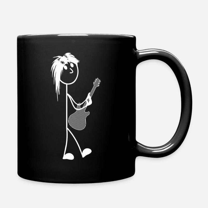 Stick figure with guitar - Full Colour Mug - black