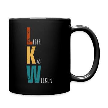 LKW – Leberkäsweckle aus dem Ländle - Tasse einfarbig - Schwarz - Rechts