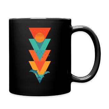 Bunte Dreiecke (Delfine) - Tasse einfarbig - Schwarz - Rechts
