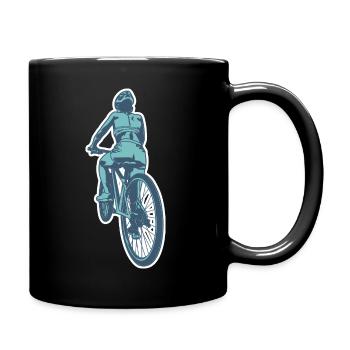 Radfahrerin - Tasse einfarbig - Schwarz - Rechts