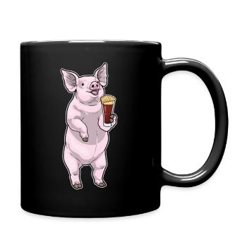 Schwein Bier - Tasse einfarbig - Schwarz - Rechts