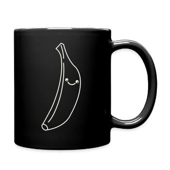 Banane Lächelnd Minimallinie - Tasse einfarbig - Schwarz - Rechts