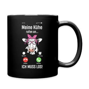 Meine Kühe Rufen An Ich Muss Los Bauer Bäuerin - Tasse einfarbig - Schwarz - Rechts