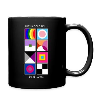 Kunst ist bunt – Liebe auch – LGBTQIA+ geometrisch - Tasse einfarbig - Schwarz - Rechts