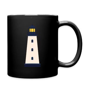 Lighthouse Line Icon Coastal Beacon Vector Symbol  - Full Colour Mug - black - Right