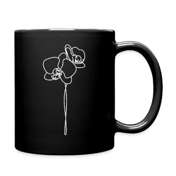 Floral Line Drawing White - Full Colour Mug - black - Right