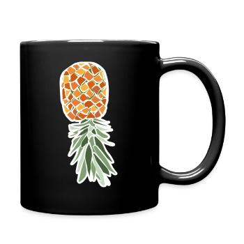 Upside-down Pineapple – Tropical Illustration - Full Colour Mug - black - Right