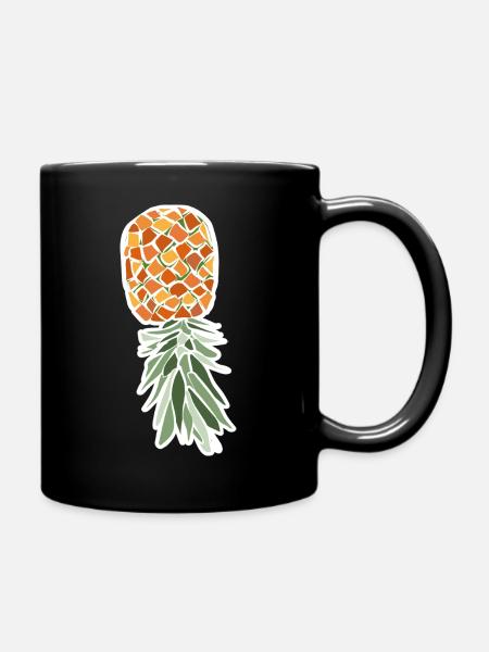 Ananas à l’envers – Illustration tropicale - Mug uni - noir