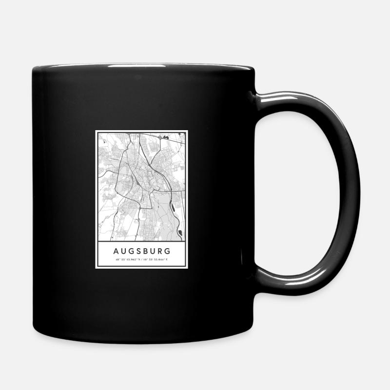 Augsbourg Bavière carte plan de la ville plan de la ville - Mug uni - noir