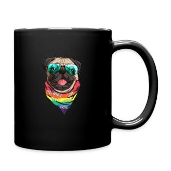 Mops Hund Regenbogen Halstuch Hundeliebhaber - Tasse einfarbig - Schwarz - Rechts