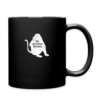 Affe Affen Mein Vorfahr Schimpanse Vintage Monkeys - Tasse einfarbig - Schwarz - Rechts
