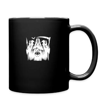 Groupe effrayant de faucheuse d’Halloween avec citrouille - Mug uni - noir - Droite