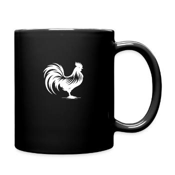 Hühnerhof Gockel Rassehahn Tattoo Style - Tasse einfarbig - Schwarz - Rechts