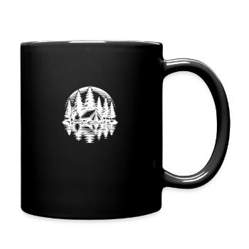 Tranquility and nature camping campfire scene in the forest - Full Colour Mug - black - Right