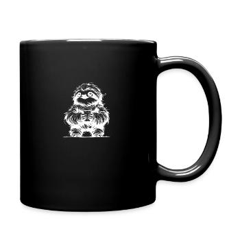 Sloth with Coffee Mug Pencil Drawing - Full Colour Mug - black - Right