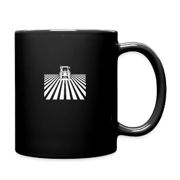 Tractor silhouette over rural background - Full Colour Mug - black - Right