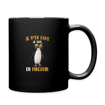 Je M'en Fous Je Suis Un Pingouin - Mug uni - noir - Droite