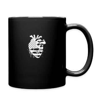 Anatomisches Herz mit patriotischer USA-Flagge - Tasse einfarbig - Schwarz - Rechts