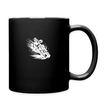 Enduro rider with power and speed - Full Colour Mug - black - Right