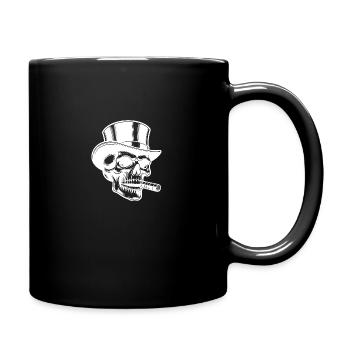 Blatant top hat skull design with a smoky touch - Full Colour Mug - black - Right
