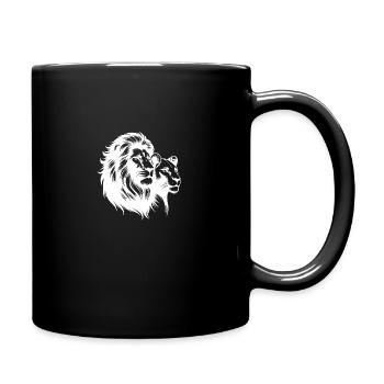 Elegant Lion Couple Portrait Style - Full Colour Mug - black - Right