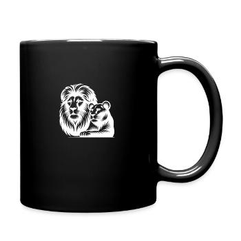 Puissant grand félin lion avec style portrait lionne - Mug uni - noir - Droite