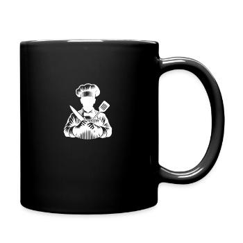 Hobbykoch und Küchenchef Silhouette Portrait - Tasse einfarbig - Schwarz - Rechts