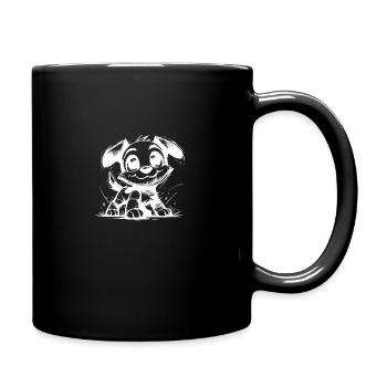 Baby Hund Bleistift Skizze großen Augen und Ohren - Tasse einfarbig - Schwarz - Rechts
