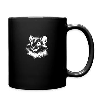 Tierisches Hamster Grinsen mit lebhaften Augen - Tasse einfarbig - Schwarz - Rechts