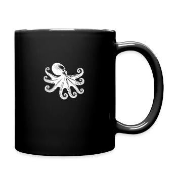 Huge octopus with eight arms - Full Colour Mug - black - Right