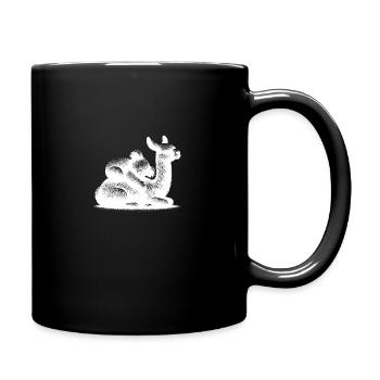 Cute llama with a sleeping koala - Full Colour Mug - black - Right