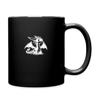 Magical little baby dragon with big eyes - Full Colour Mug - black - Right