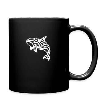 Eleganter Orca Tribal Tattoo Style - Tasse einfarbig - Schwarz - Rechts